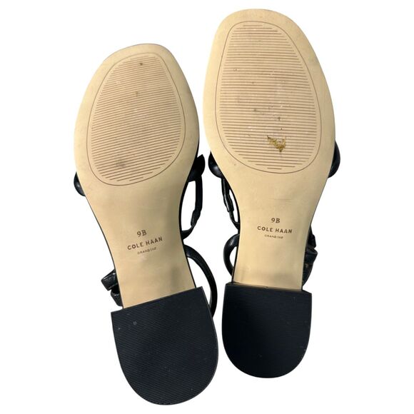 Cole Haan Grand 360 Calli Thong Strappy Block Heel Black Sandals Size 9 B - Picture 5 of 8
